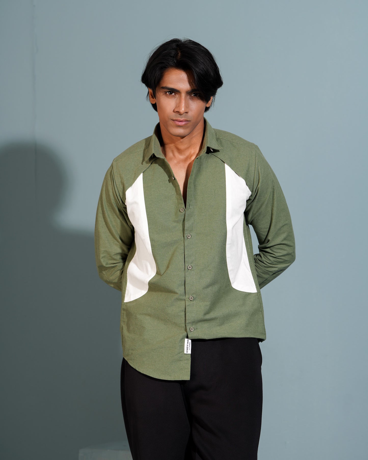 Olive X White Full Sleeve Shirt