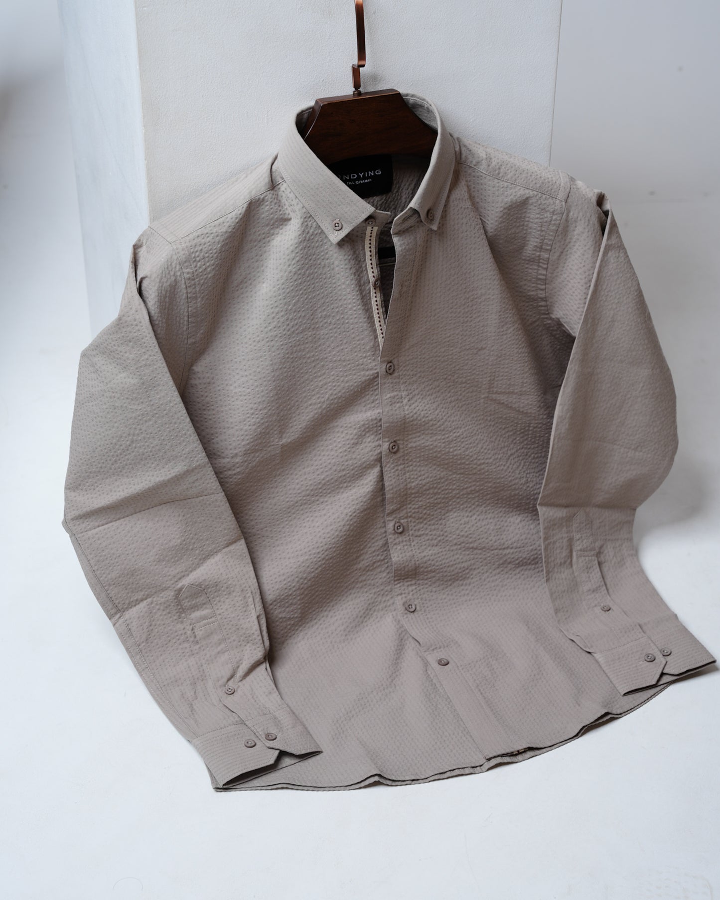 Puckerline Beige Full Sleeve Shirt