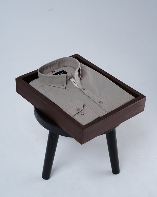 Puckerline Beige Full Sleeve Shirt