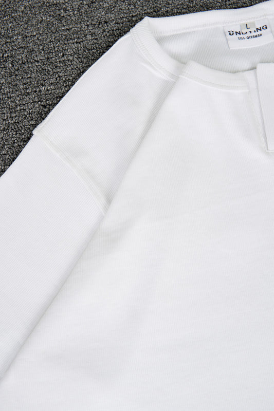 Half Sleeve Henley - White