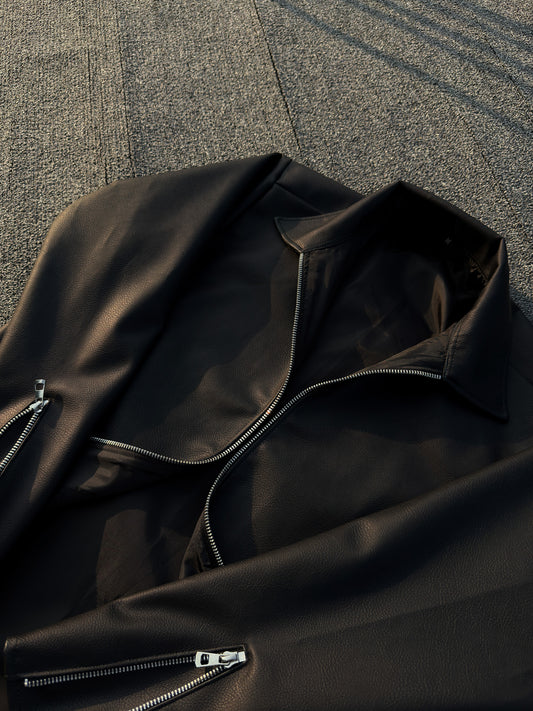 Leather Jacket - Matte Black