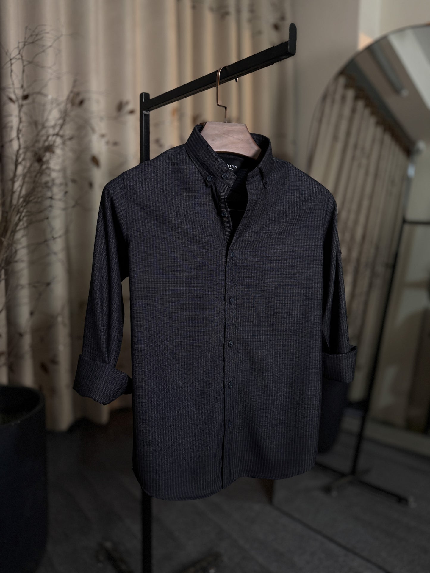 Midnight Grid Stripe Shirt