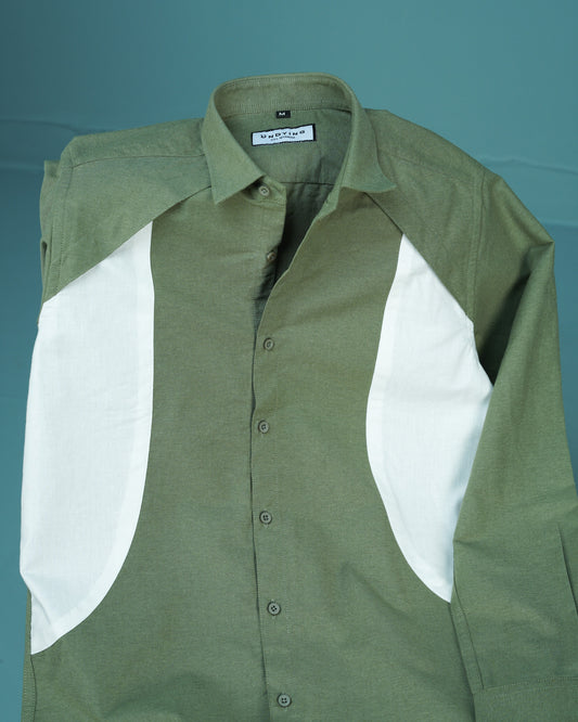 Olive X White Full Sleeve Shirt