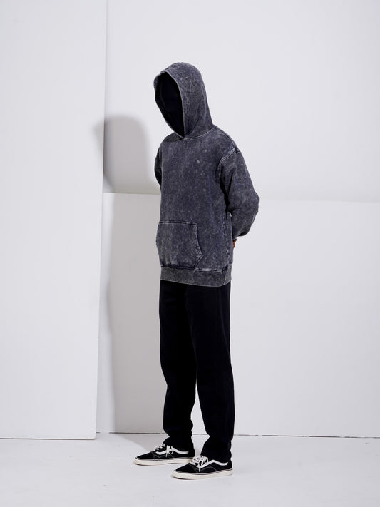 Vintage Washed Hoodie - Black