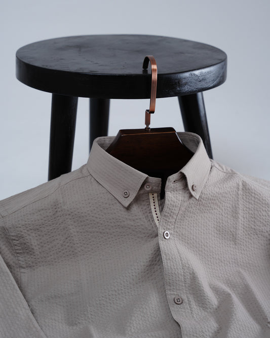 Puckerline Beige Full Sleeve Shirt