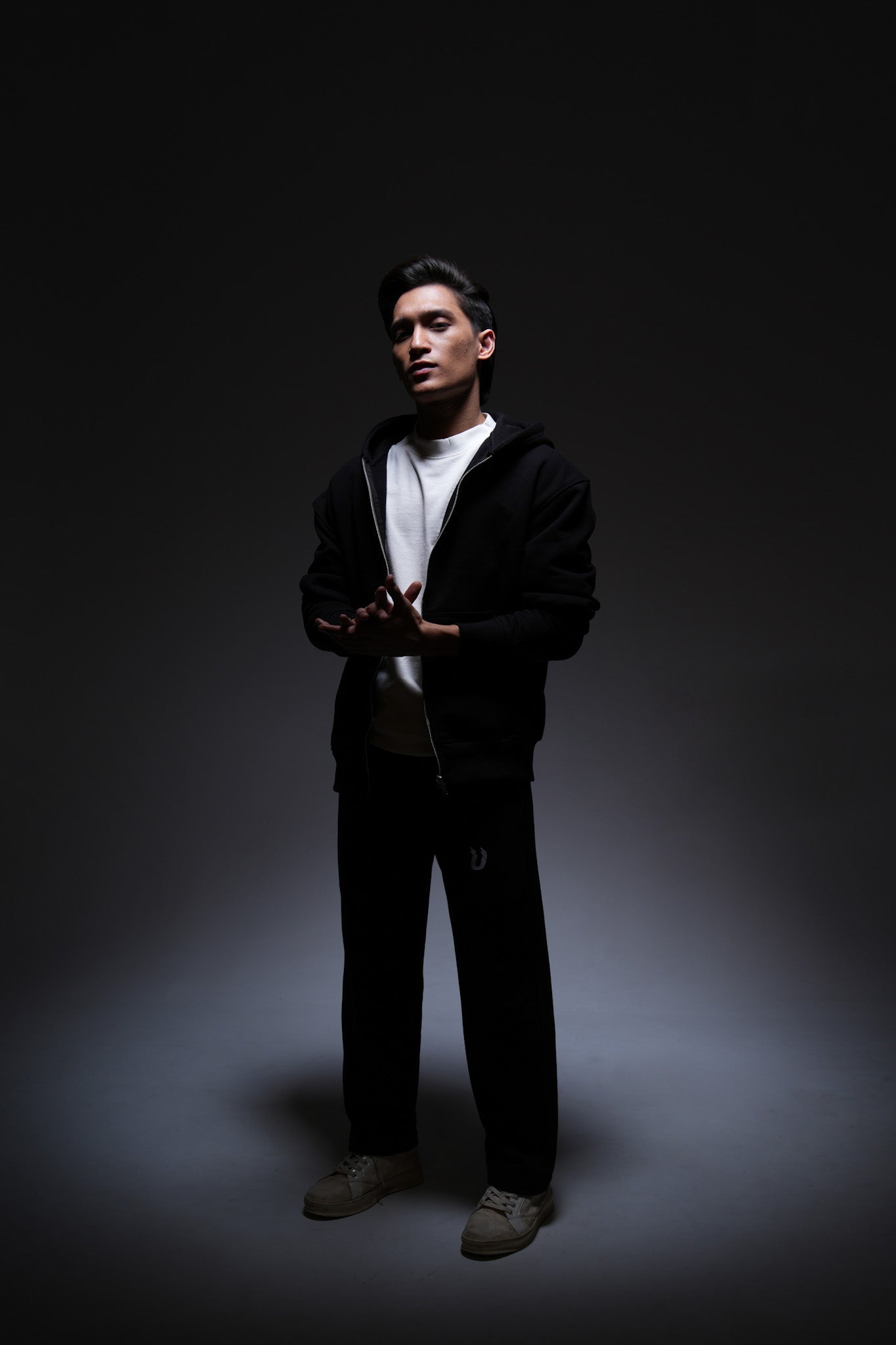 Zip Through Hoodie - Blank black