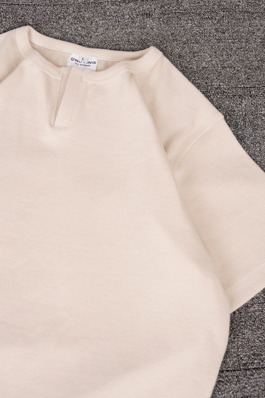 Half Sleeve Henley - Beige