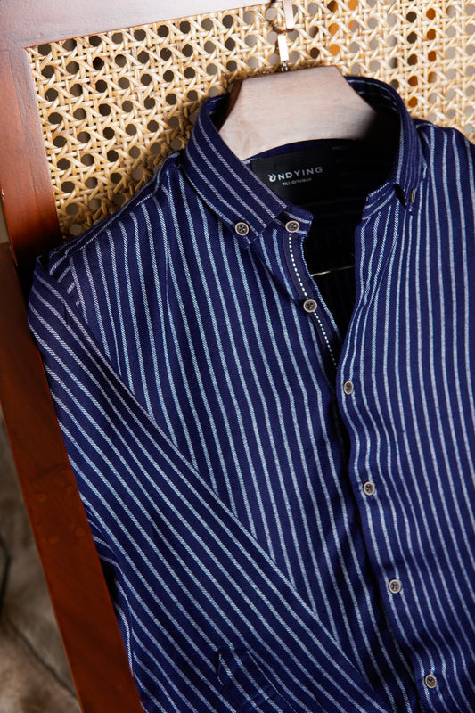 Navy Fine Stripe Shirt
