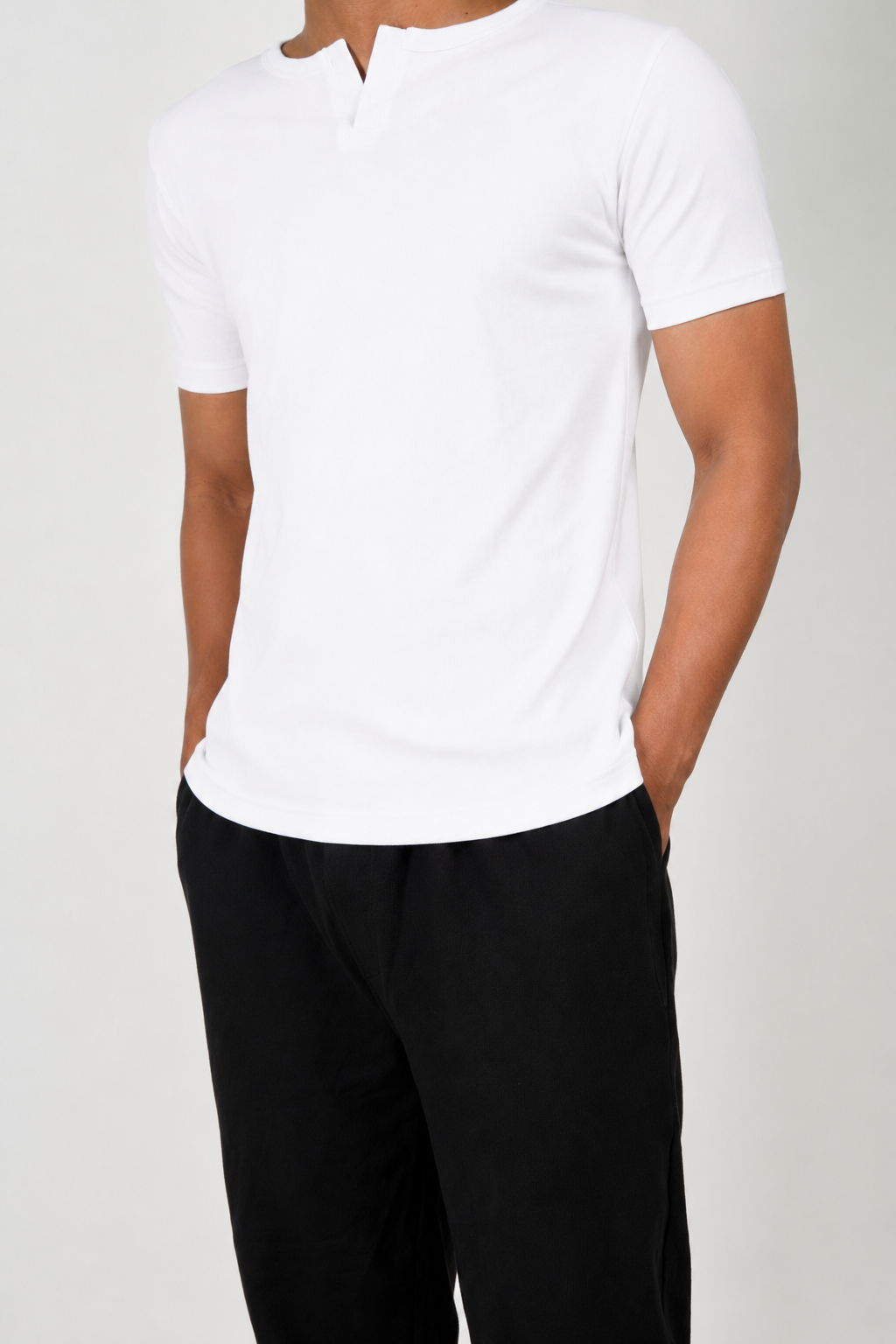 Half Sleeve Henley - White