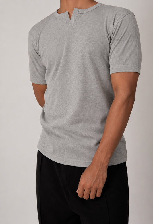 Half Sleeve Henley - Grey